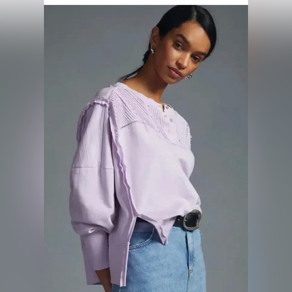 Anthropology Pilco PIntuck Pullover In Lavender, Size XS - Picture 2 of 11